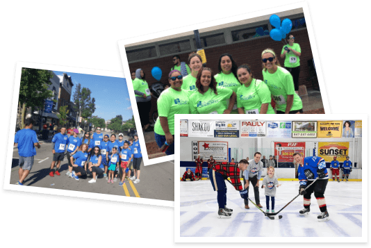 Collage of three images of orthodontic team members at community events