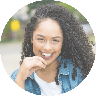 Young woman with traditional braces