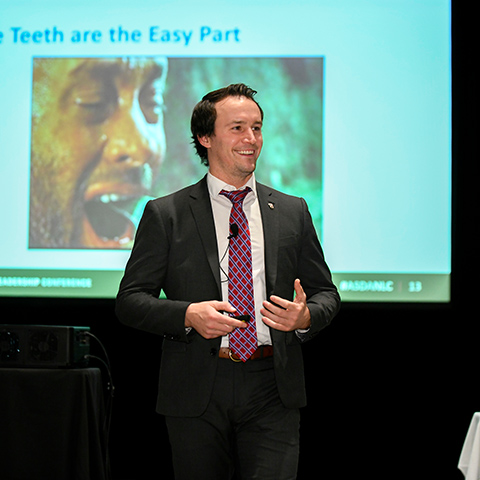 Doctor Youel presenting at orthodontic professional organization meeting