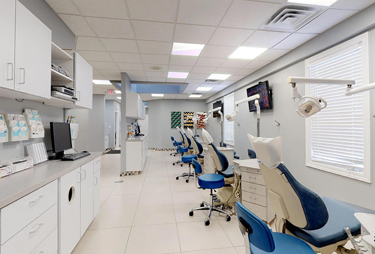 Row of orthodontic treatment chairs