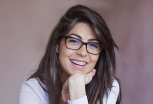 Woman smiling with braces